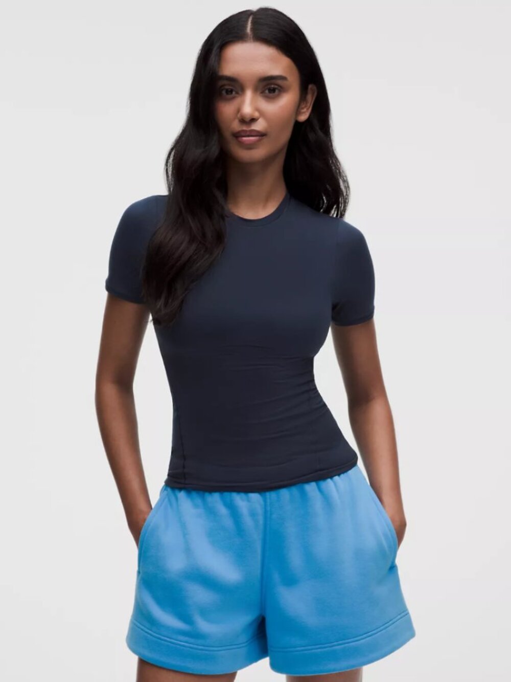 Lululemon Wundermost Ultra-Soft Nulu Hip-Length Crewneck Shirt True Navy Size M